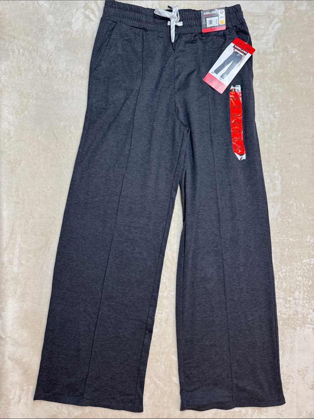Kirkland Signature Charcoal Wide-Leg Drawstring Pants